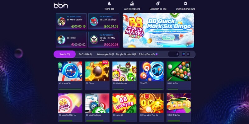 Các trò chơi nên thử tại sảnh BBin xổ số 12bet